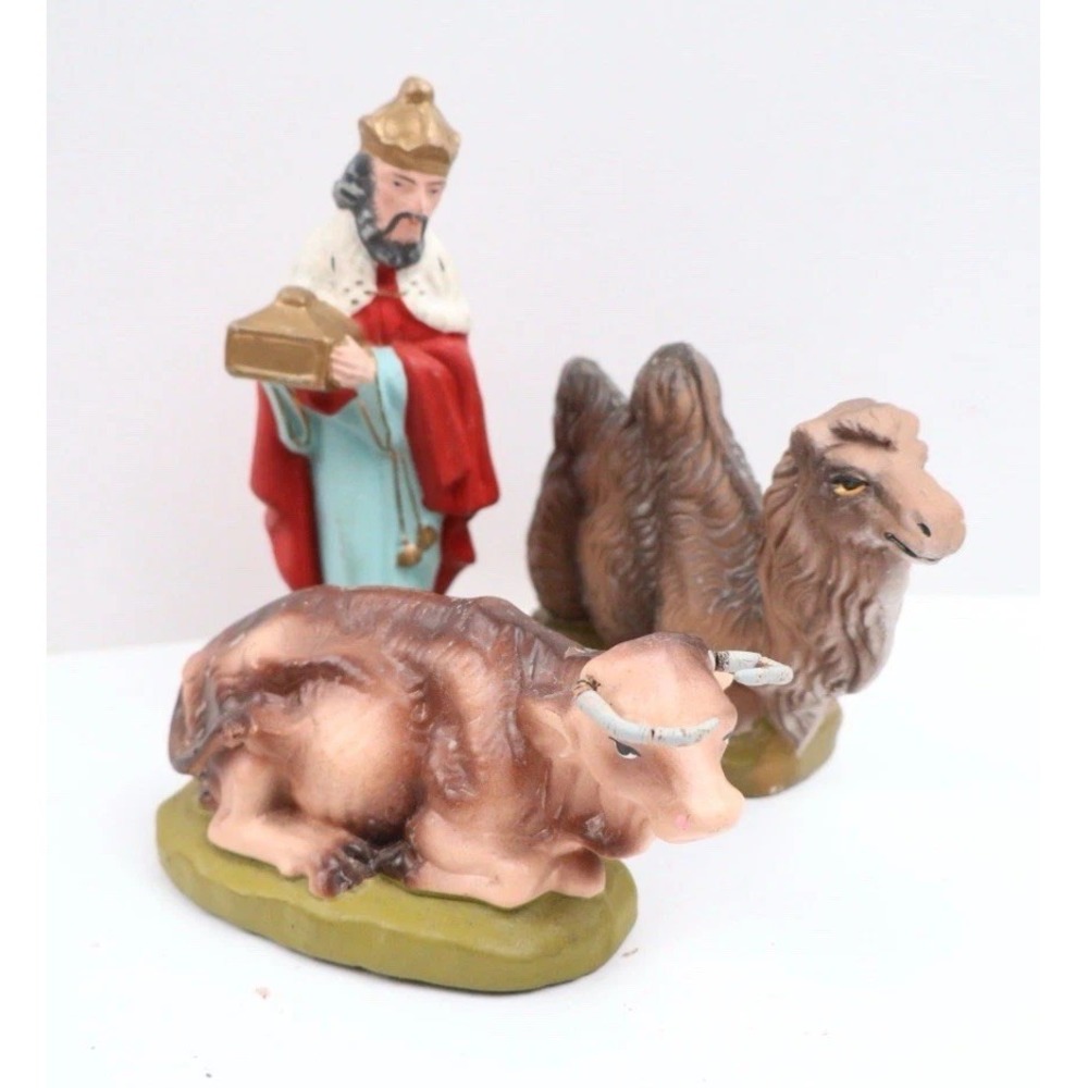 3 VTG Nativity Paper Mache Camel Ox Wiseman Christmas Japan 3.25" Replacements
